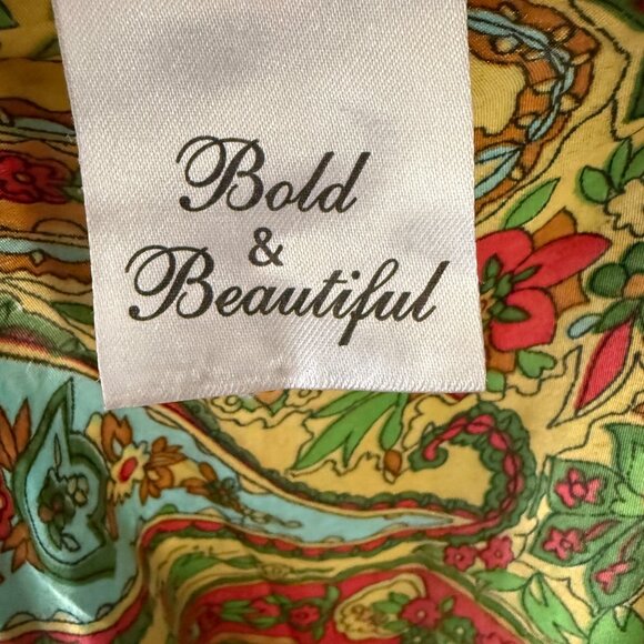 Bold & Beautiful 100% Silk Multicolor Paisley Printed Long Sleeve Tunic Blouse W - Picture 4 of 5